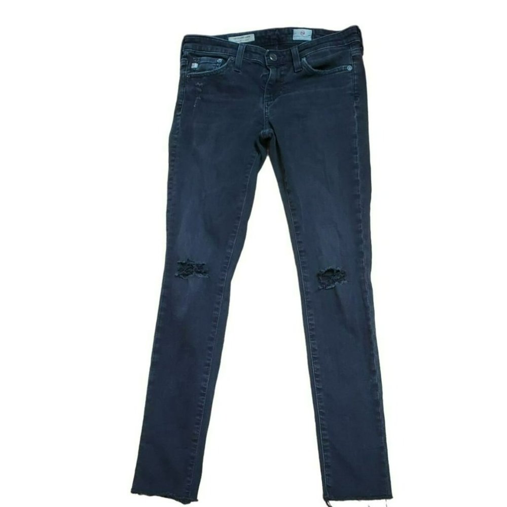 AG Adriano Goldschmied Black The Legging Ankle Super Skinny Ankle Denim Jeans Si
